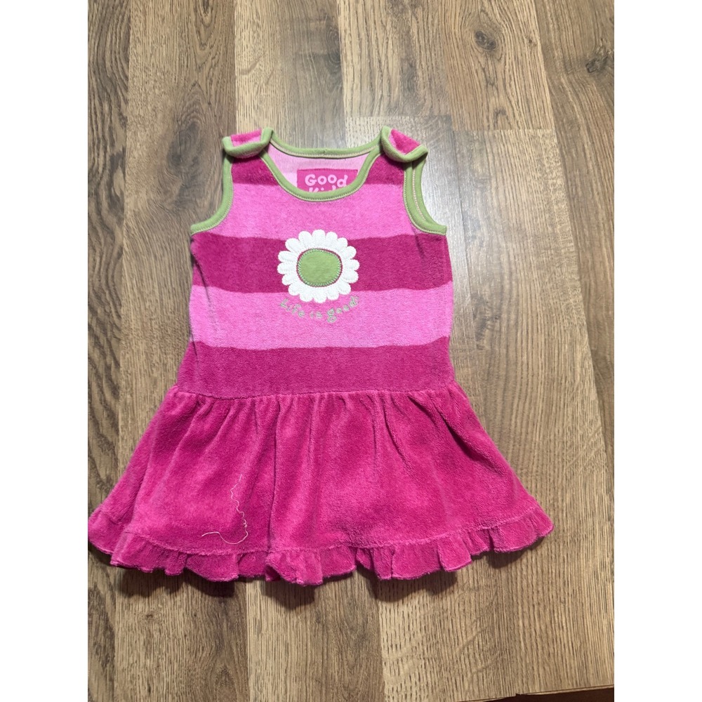 Life is Good Shirts Baby Girls Size 3-6M Pink Terry Cloth Flower Dress Romper